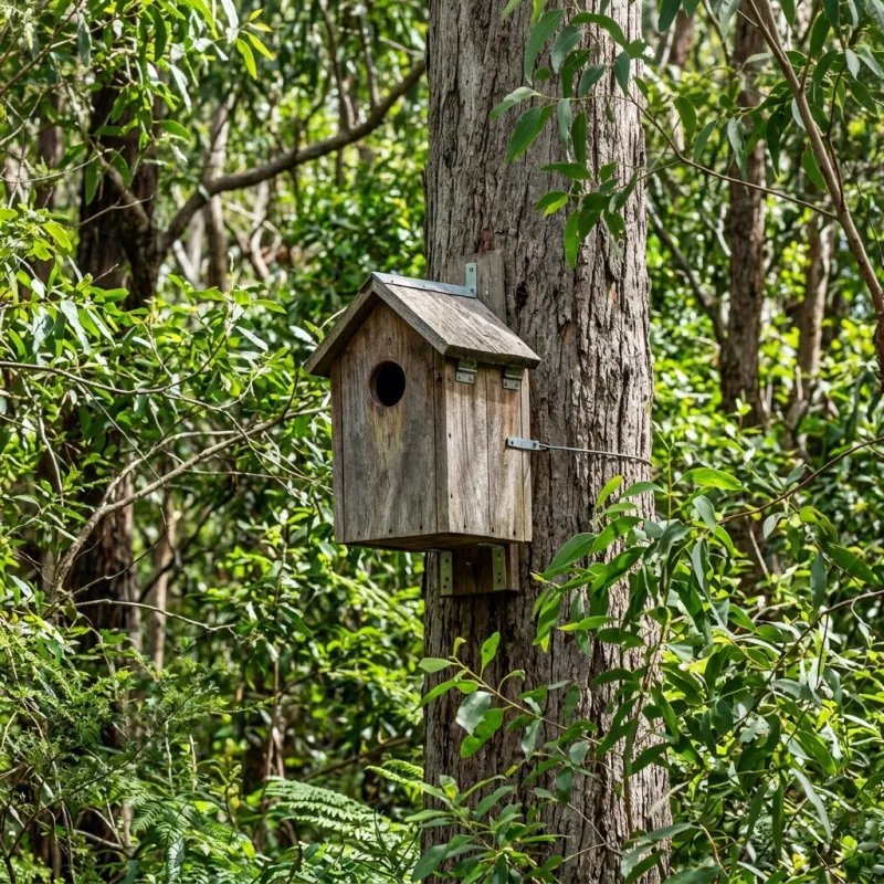 Animal nesting box installed as a humane alternative to a Hmas Cerberus roof cavity